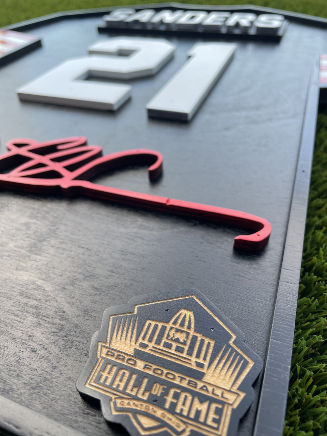 Deion Sanders Wood Jersey 3D Black Sign - DS