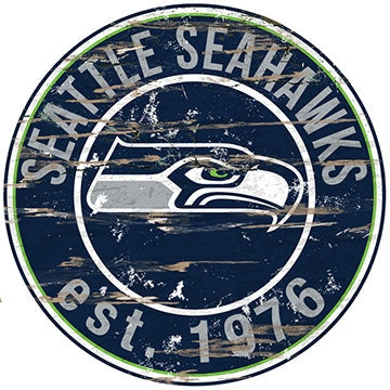 Seahawks Established Date Distressed Round Wall Art Pro Football Hall of Fame