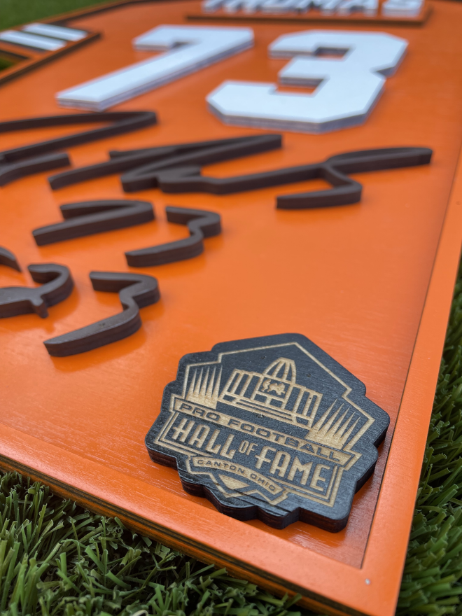 Joe Thomas Wood Jersey 3D Orange Sign - DS