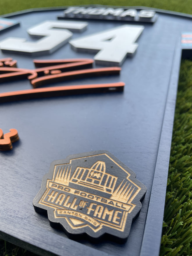 Zach Thomas Wood Jersey 3D Navy Sign - DS