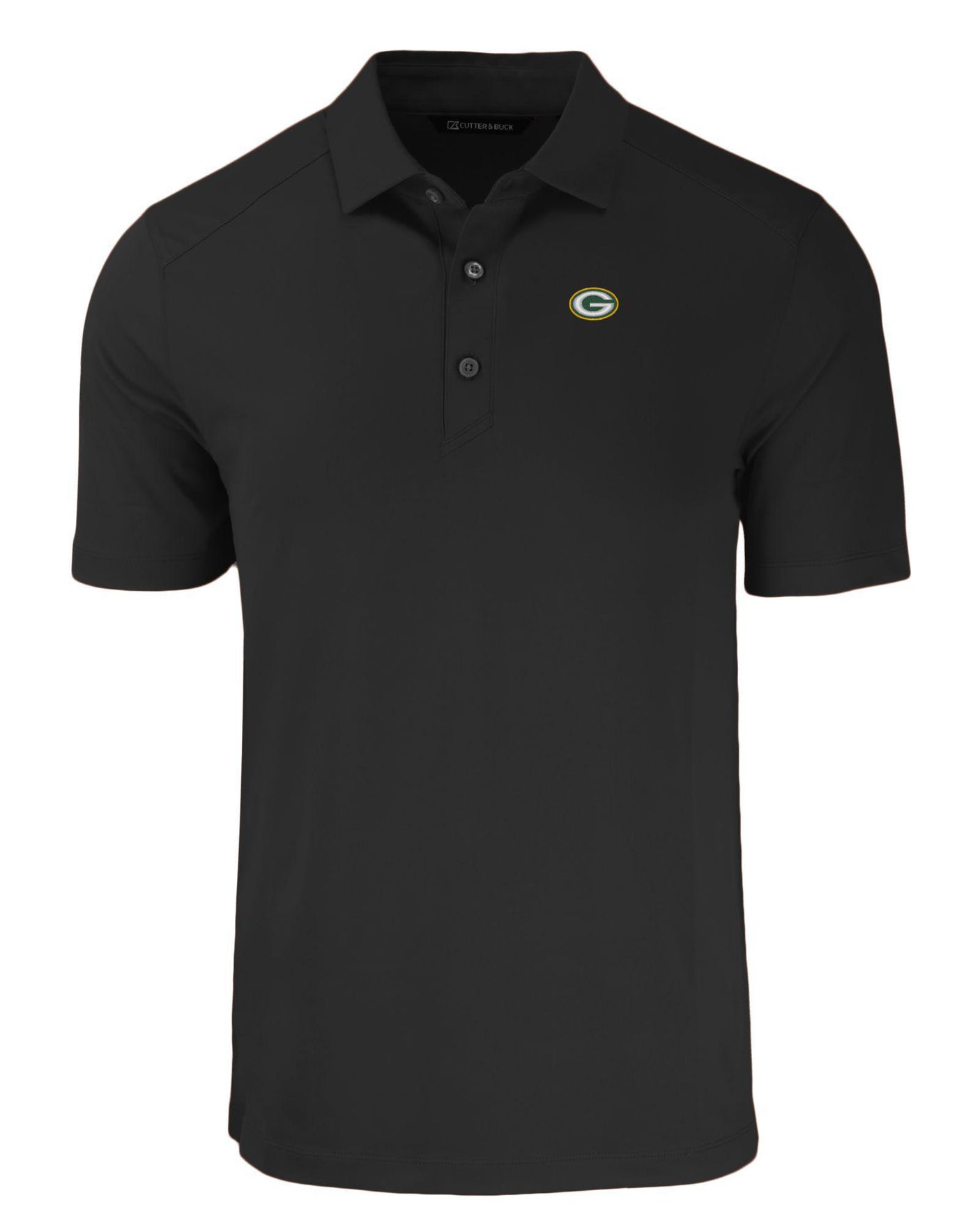 Packers Cutter and Buck Men's Black Forge Eco Double Stripe Recycled Polo