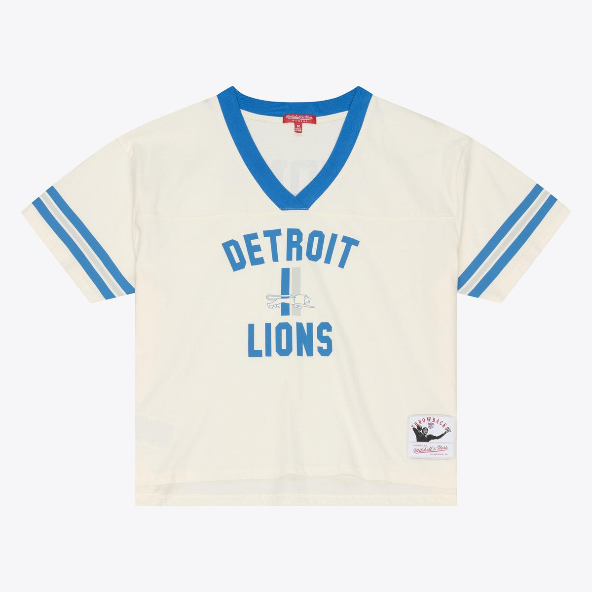 Lions 2026 Mitchell & Ness Women's Retro Roots Crop Boxy Yoke T-Shirt Pro Football Hall of Fame