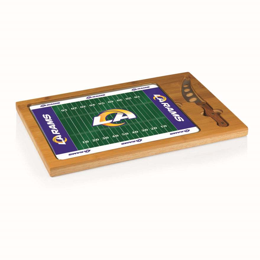 Rams Icon Glass Top Cutting Board & Knife Set by Picnic Time Pro Football Hall of Fame