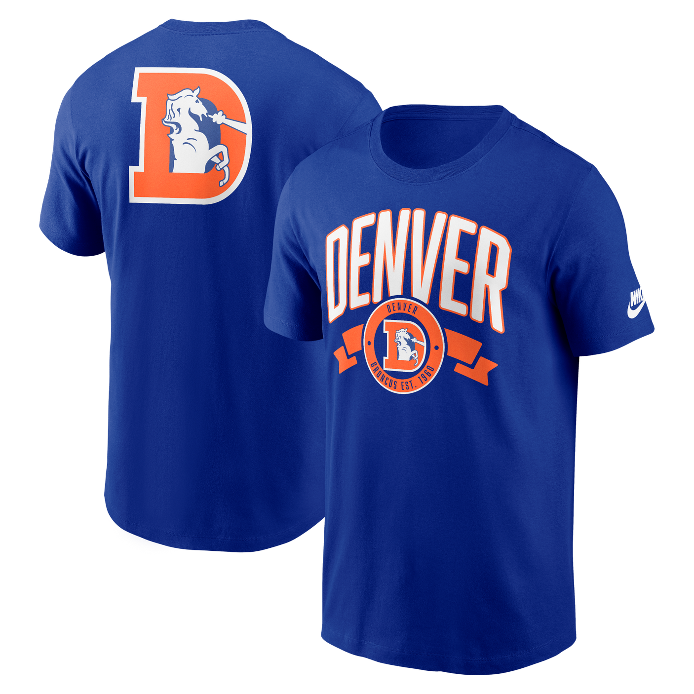 Broncos 2025 Nike Men's Rewind Front and Back Hit T-Shirt
