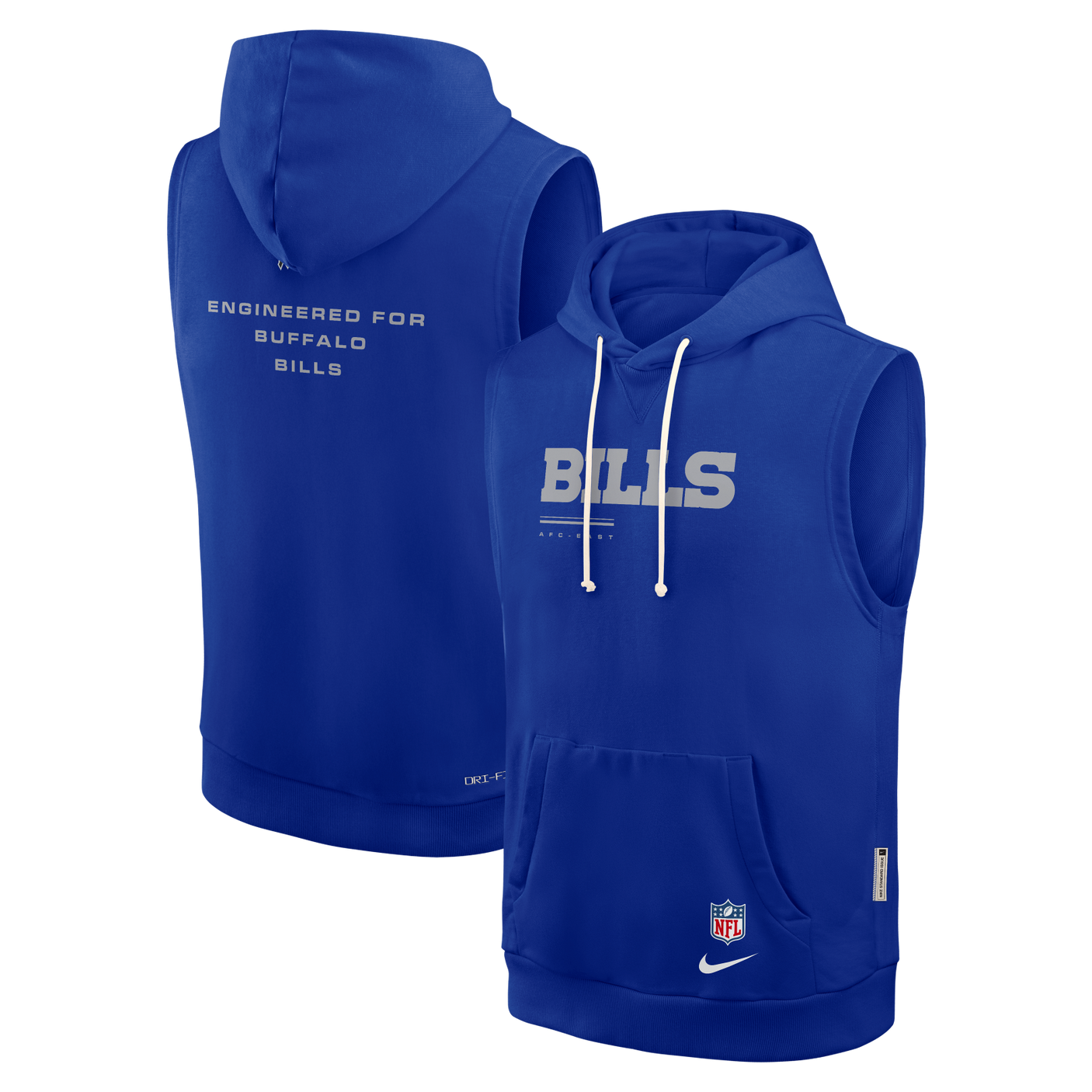 Bills 2026 Nike Men's Dri-Fit Sleeveless Fleece Hoodie