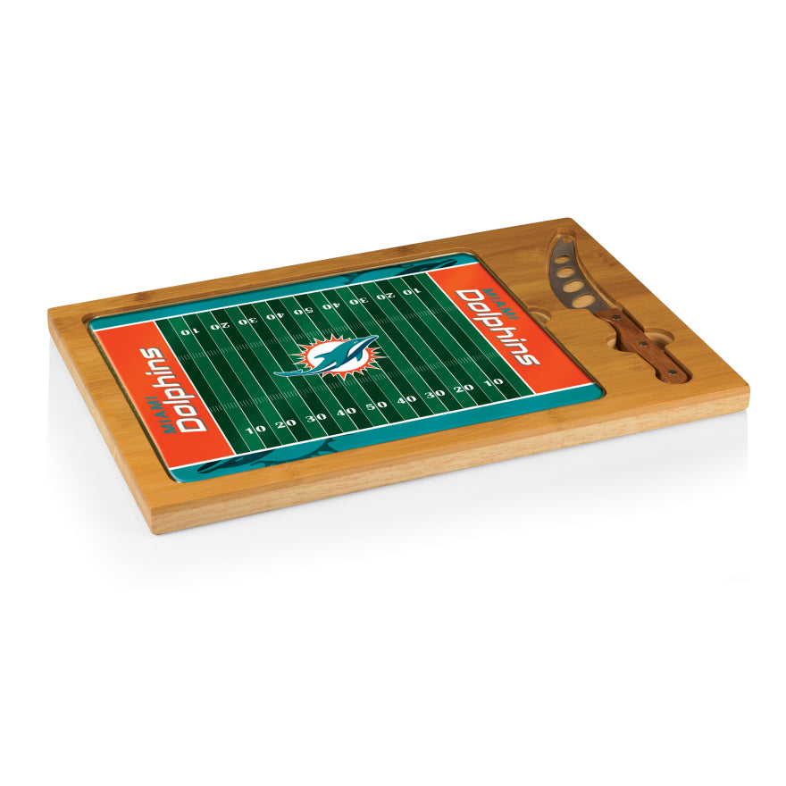 Dolphins Icon Glass Top Cutting Board & Knife Set by Picnic Time Pro Football Hall of Fame