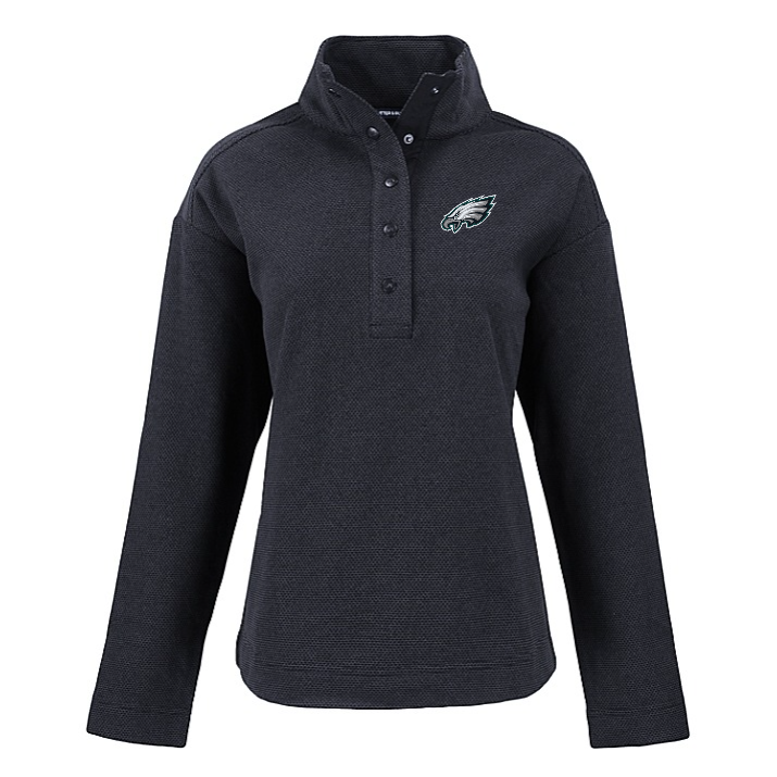 Eagles Cutter and Buck Women's Black Hunts Point Eco Fleece Snap Pullover
