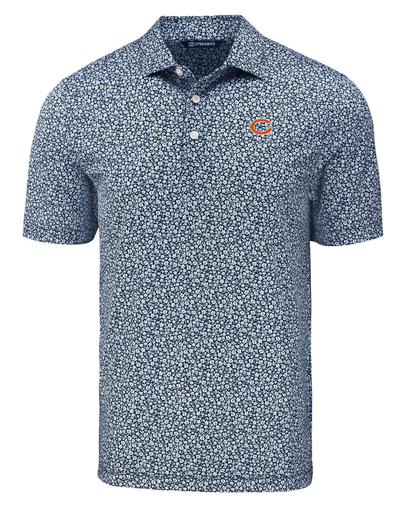 Bears Cutter and Buck Men's Navy Pike Eco Flora Print Polo