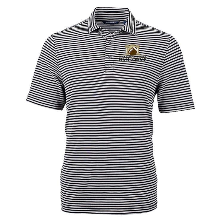 Black College Football Hall of Fame Cutter & Buck Men's Virtue Recycled Stripe Featherlight Pique Polo
