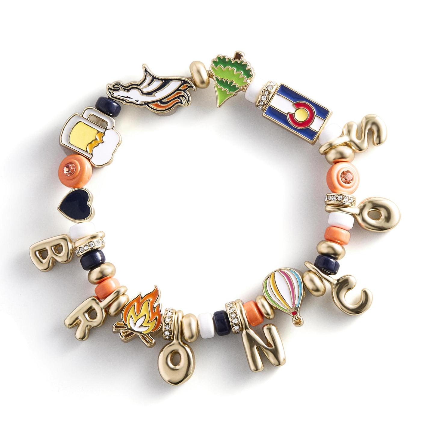 Broncos Motif Beaded Bracelet