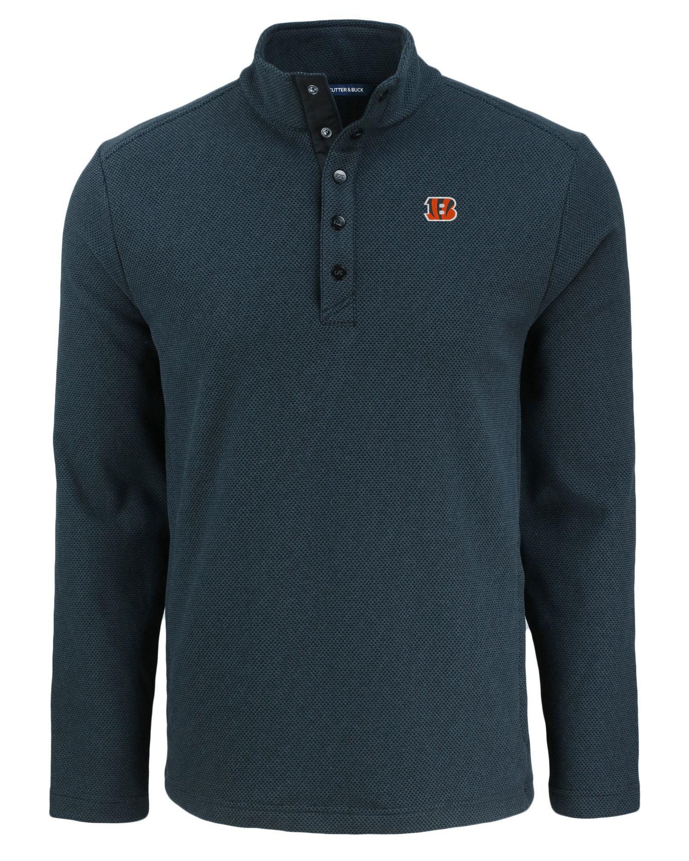 Bengals Cutter and Buck Men's Black Hunts Point Eco Fleece Snap Pullover