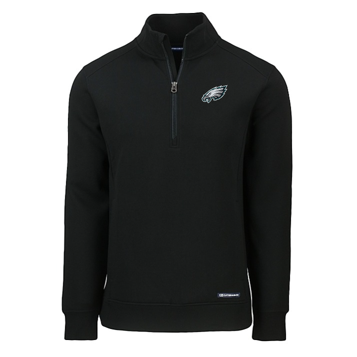 Eagles Cutter and Buck Men's Black Roam Eco Quarter Zip Pullover