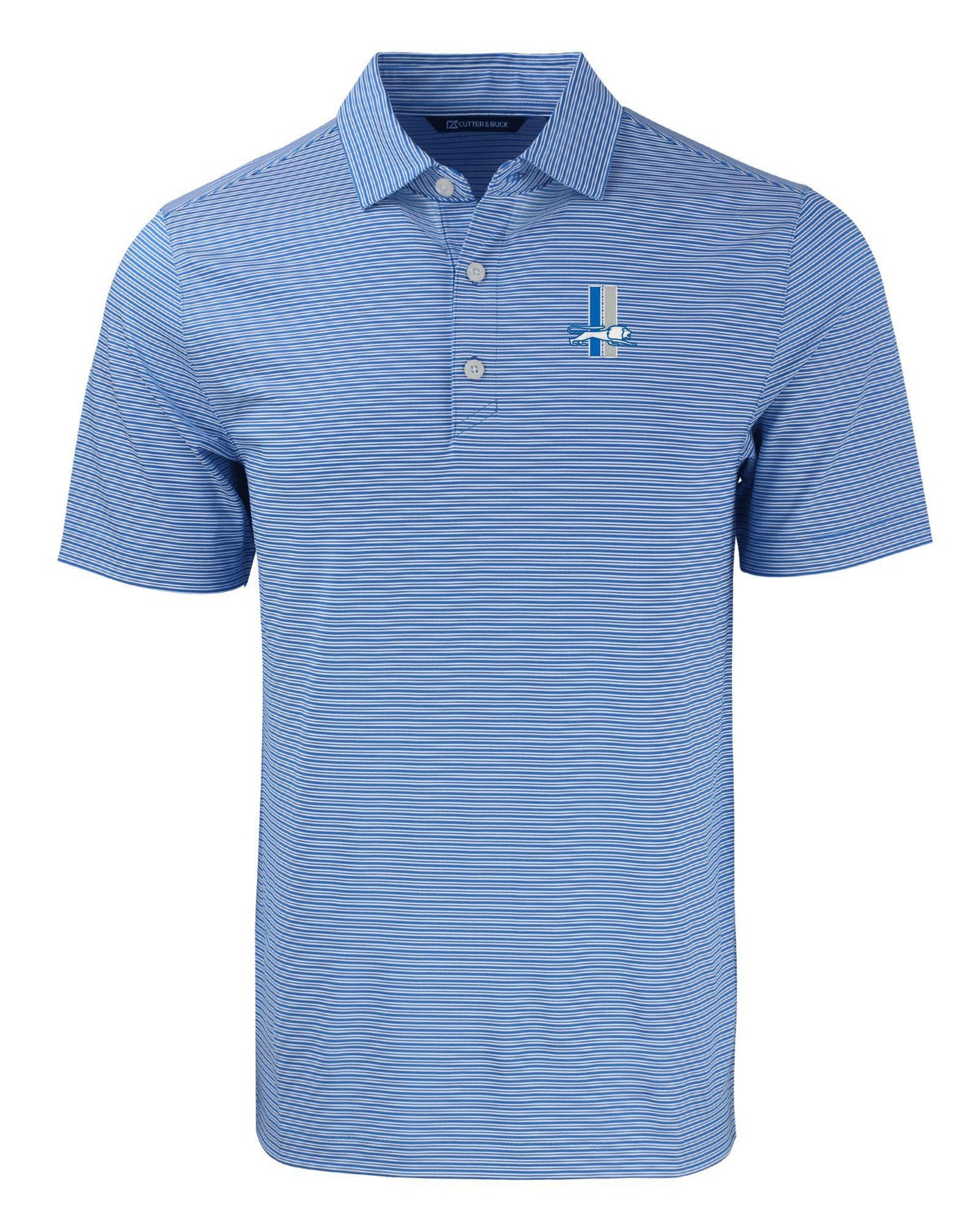Lions Cutter and Buck Men's Blue Forge Eco Double Stripe Recycled Polo