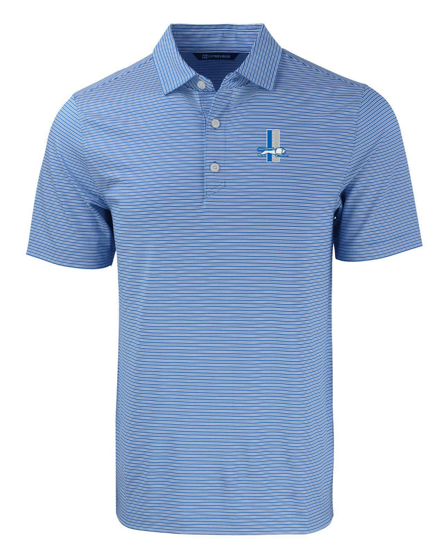 Lions Cutter and Buck Men's Blue Forge Eco Double Stripe Recycled Polo