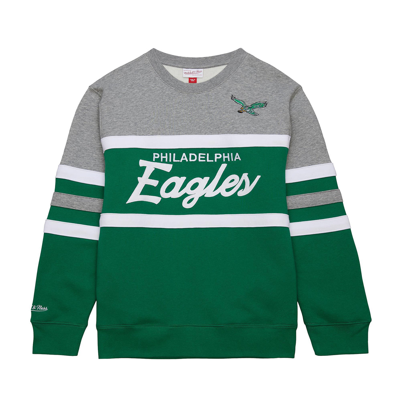 Eagles Men's Mitchell & Ness Head Coach Vintage Logo Crewneck
