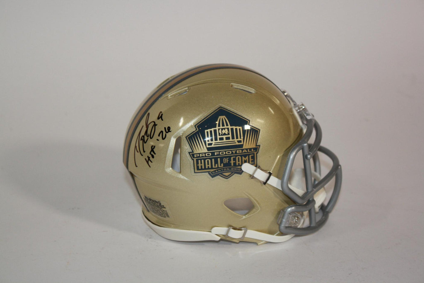 Drew Brees Autographed Hall of Fame Gold Mini Helmet with HOF Inscription