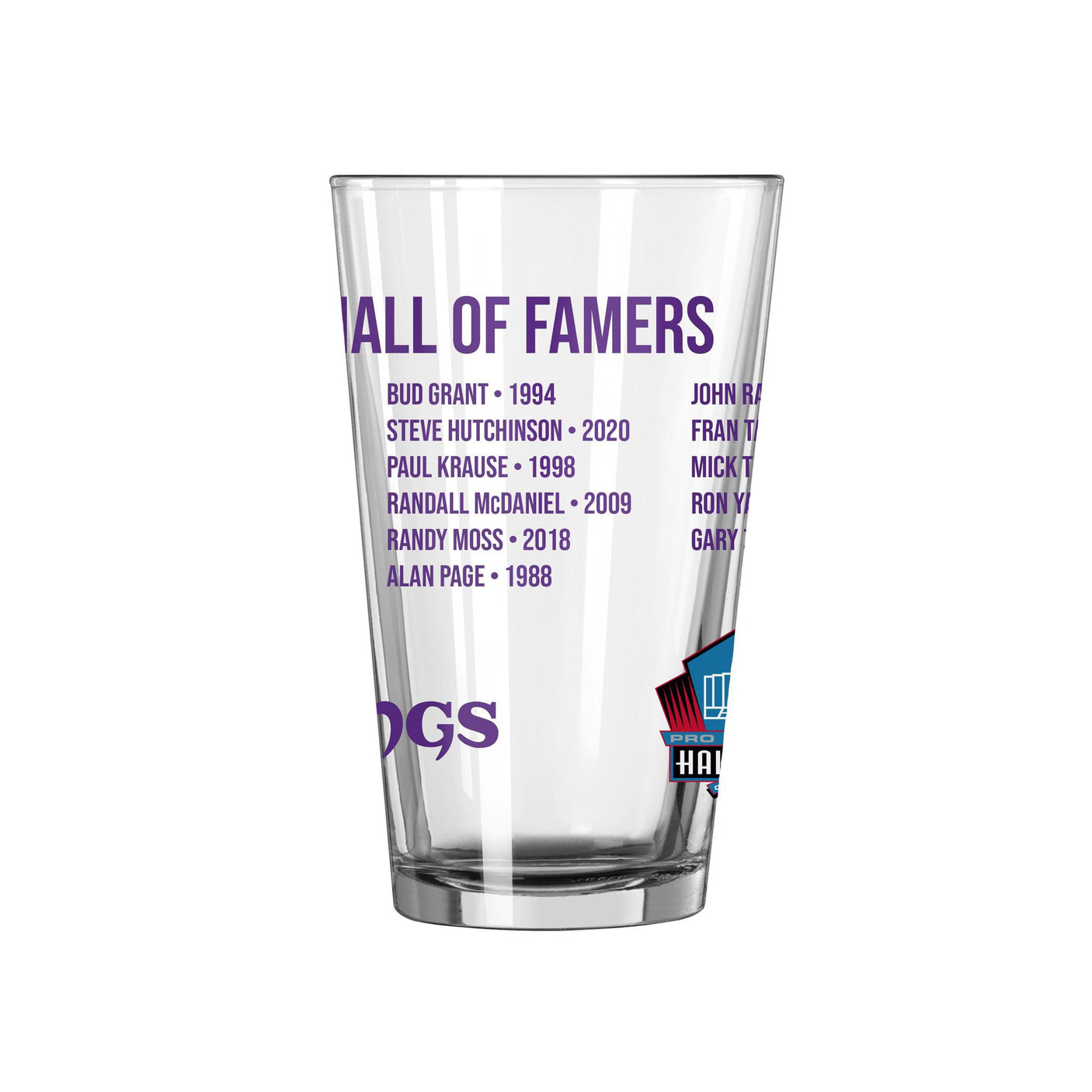 Vikings Hall of Famer Pint Glass