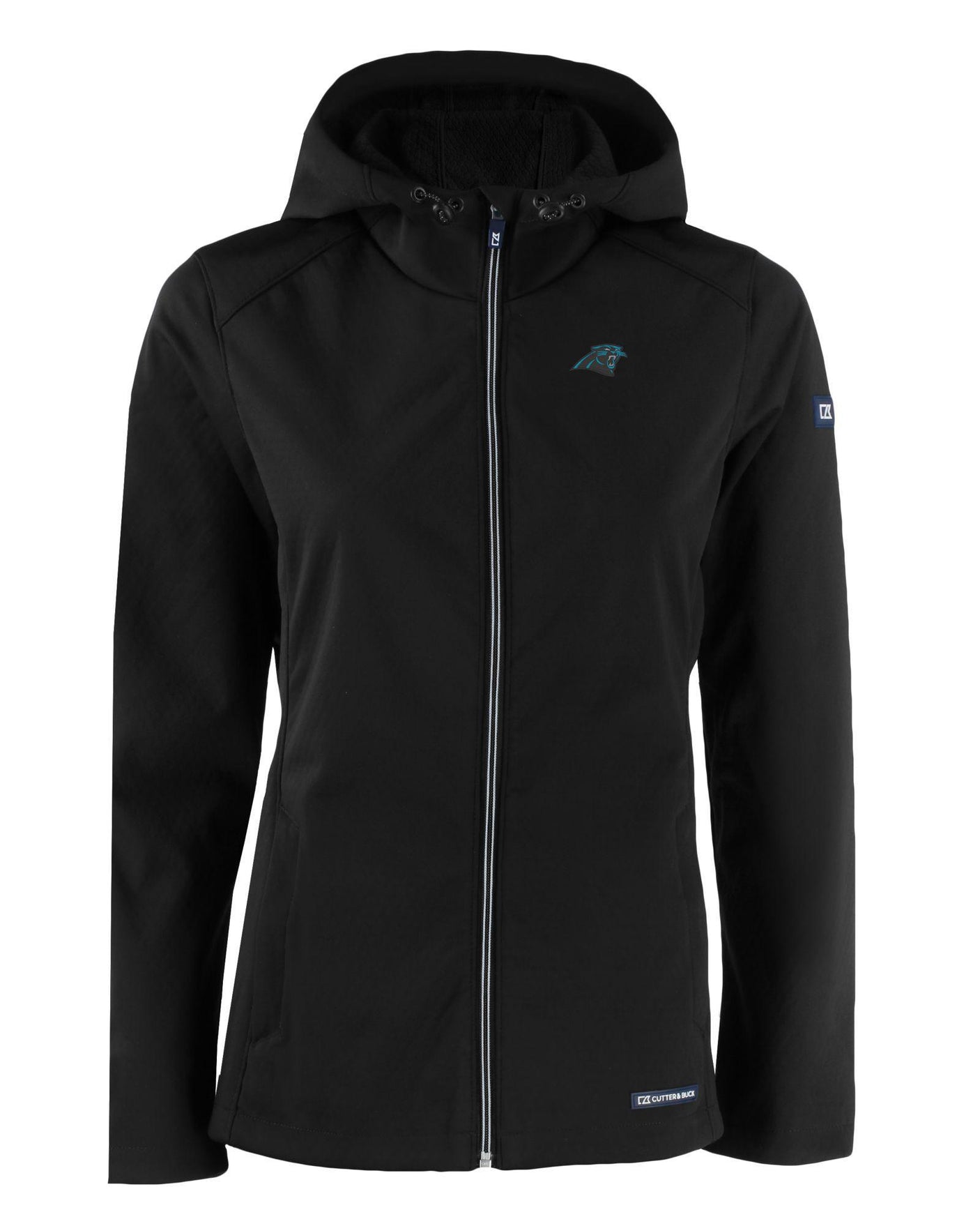 Panthers Cutter and Buck Women's Evoke Eco Softshell Full Zip Jacket