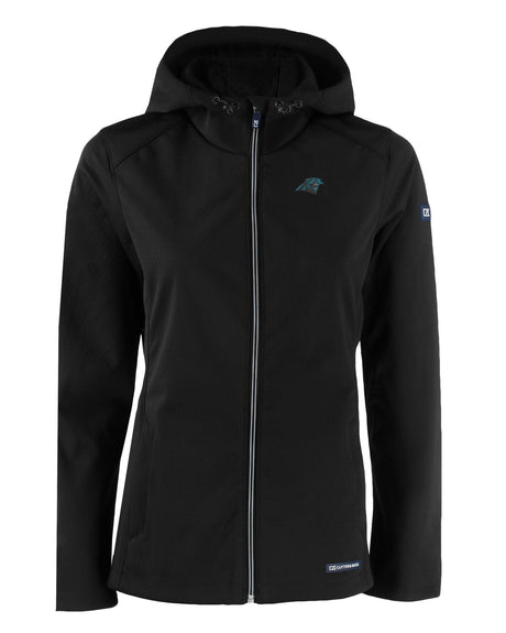 Panthers Cutter and Buck Women's Evoke Eco Softshell Full Zip Jacket