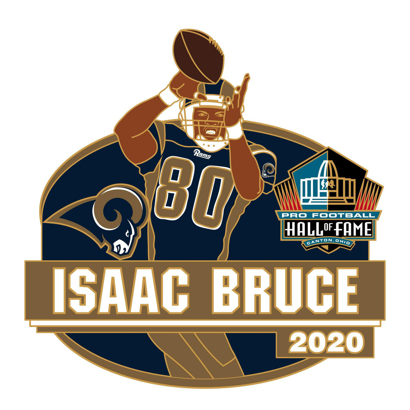 Isaac Bruce Rams Class of 2020 Action Pin