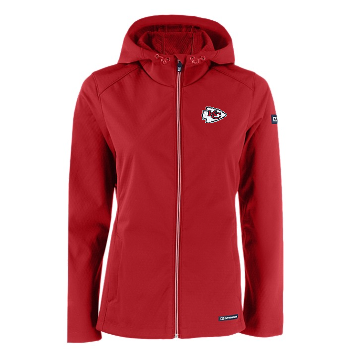 Chiefs Cutter and Buck Women's Red Evoke Eco Softshell Full Zip Jacket