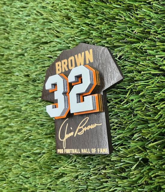 Jim Brown Wood Jersey Jumbo Magnet