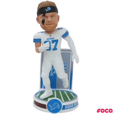 Lions Aidan Hutchinson White Jersey 8 Inch Banner Series Bobblehead