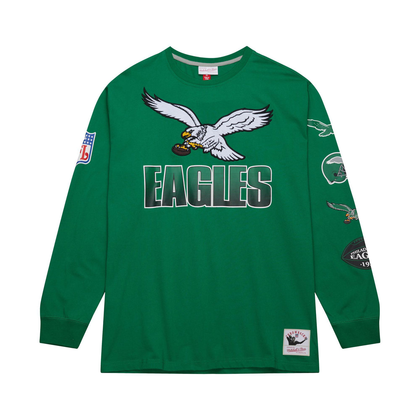 Eagles Men's Mitchell & Ness All Over Vintage Logo Long Sleeve T-Shirt