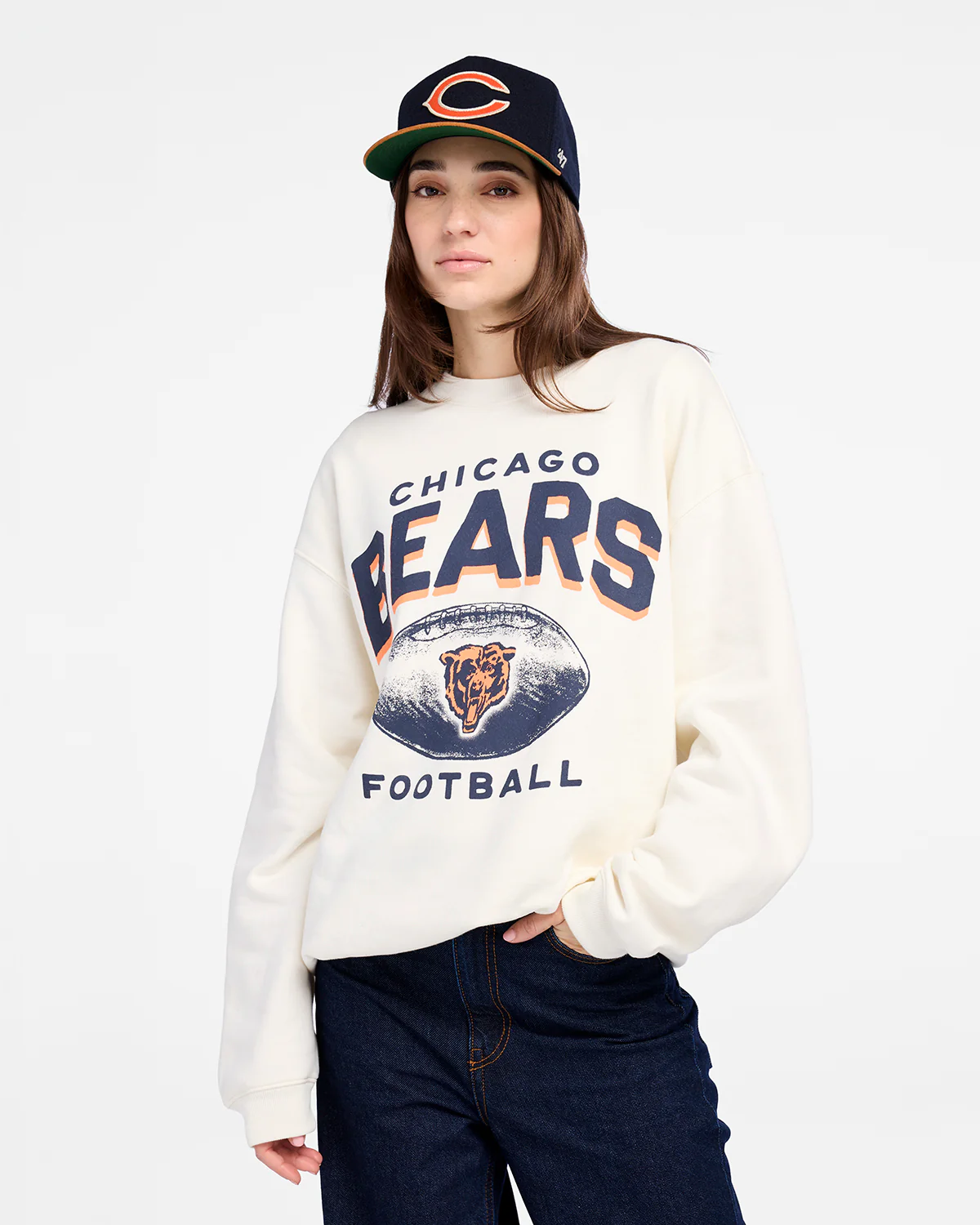 Bears 2025 '47 Brand Women's Arch Cloud Oversized Crewneck