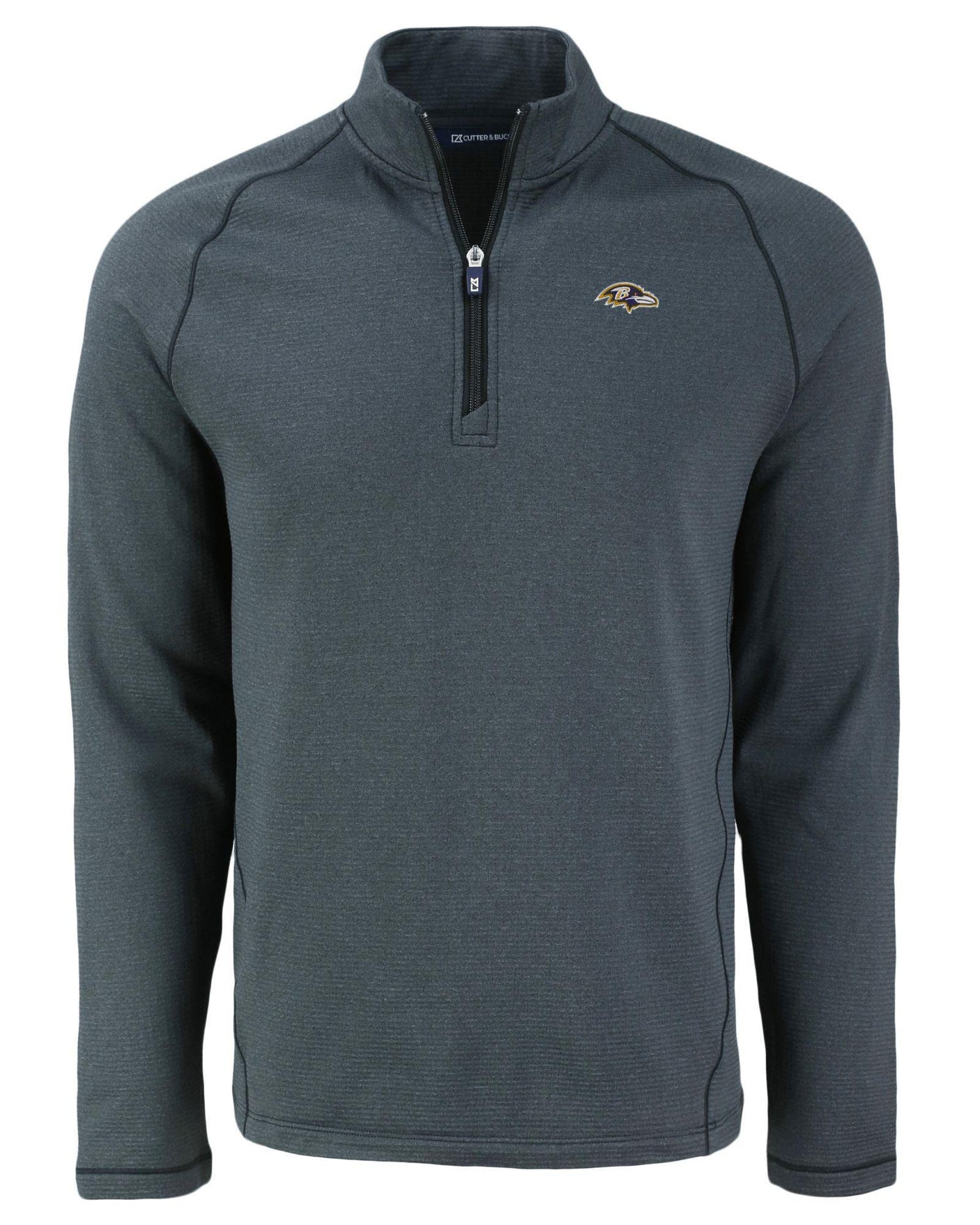 Ravens Cutter and Buck Men's Black Peshastin Eco Fleece Half Zip Pullover