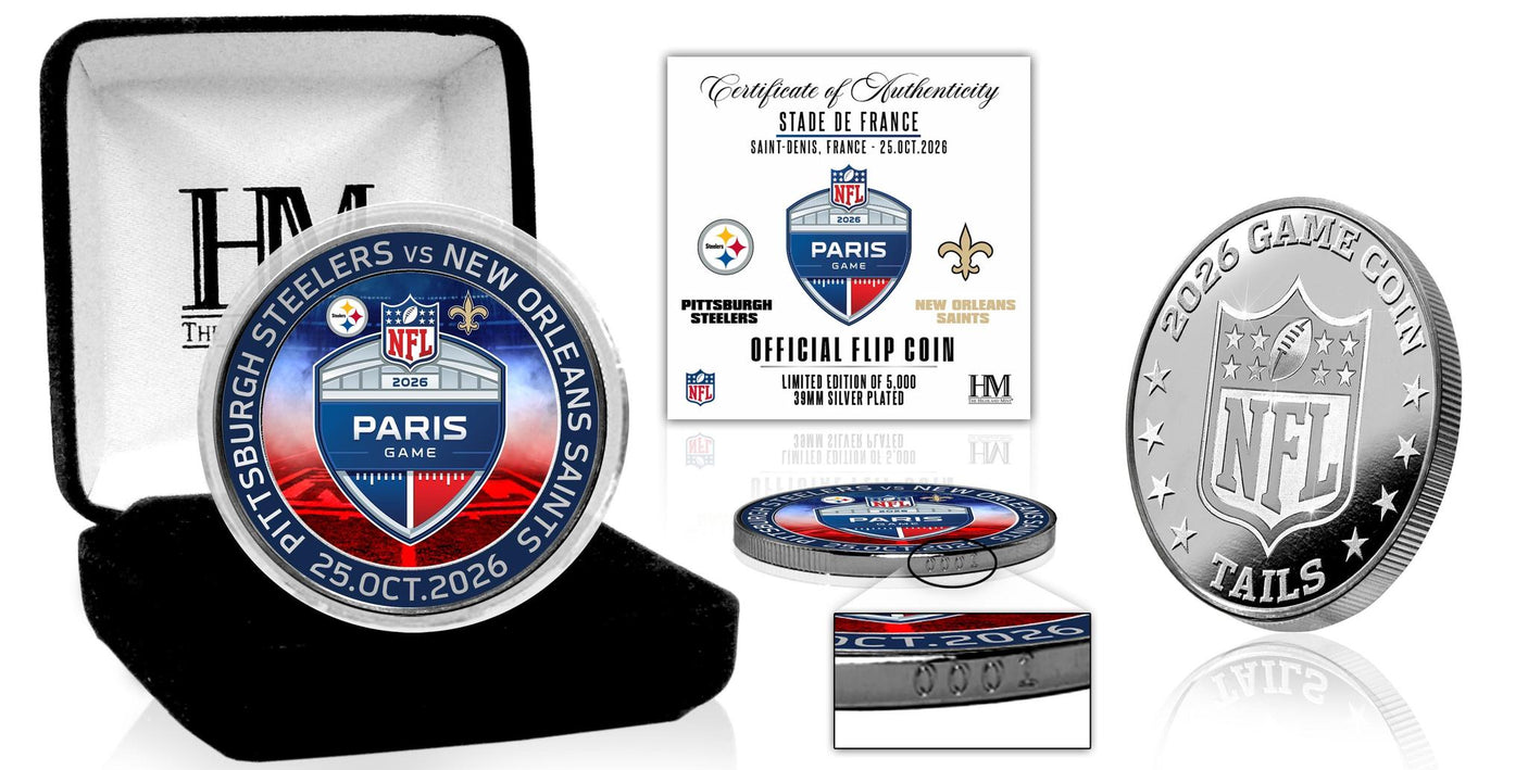 2026 NFL International Games Steelers vs Saints Paris Color Silver Flip Coin