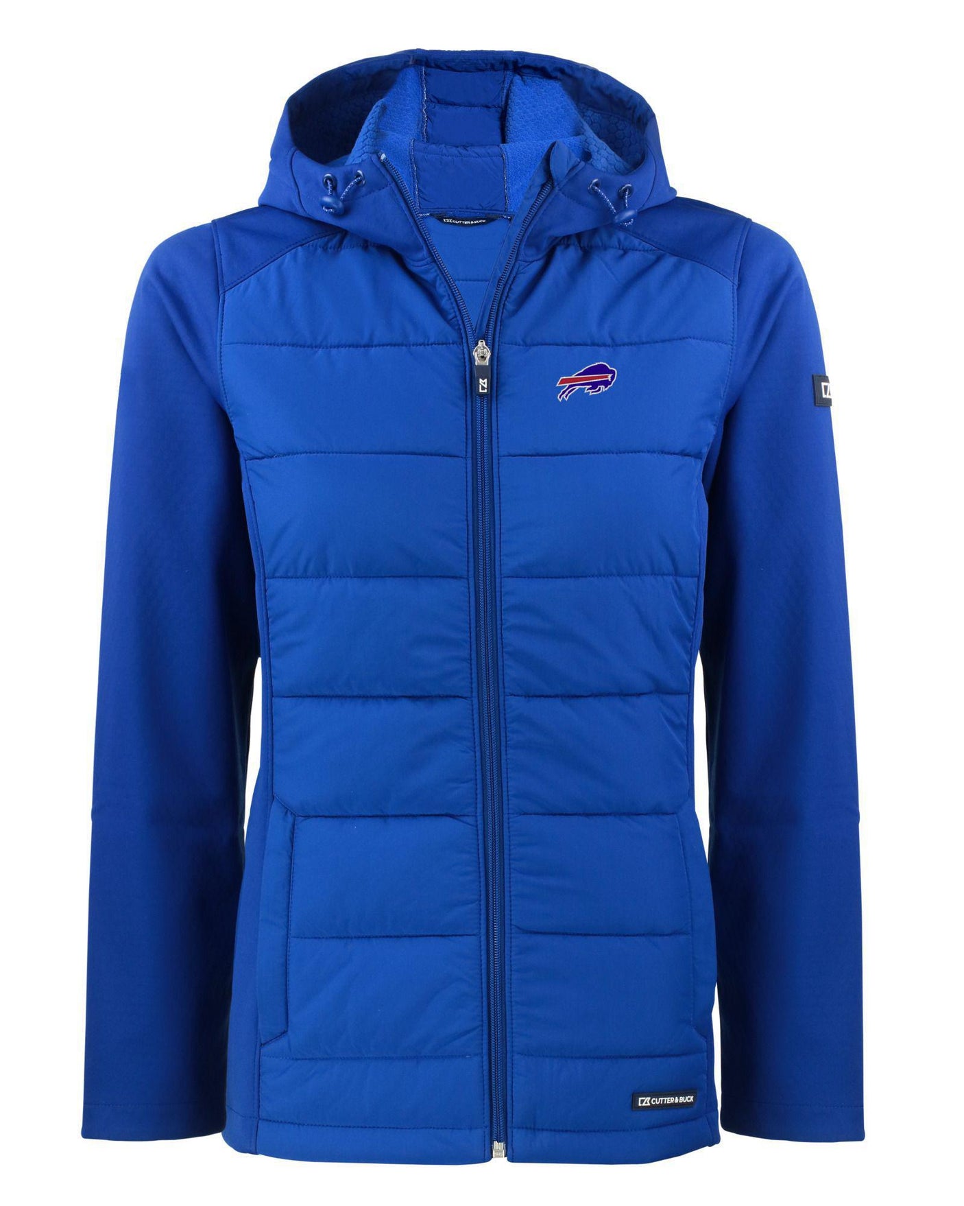 Bills Cutter and Buck Women's Blue Evoke Eco Hybrid Hooded Jacket