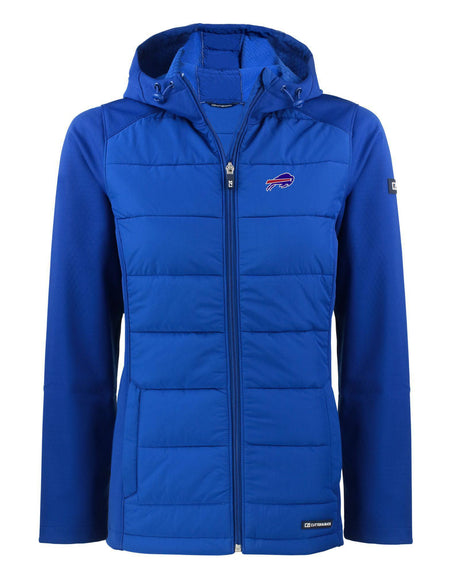 Bills Cutter and Buck Women's Blue Evoke Eco Hybrid Hooded Jacket