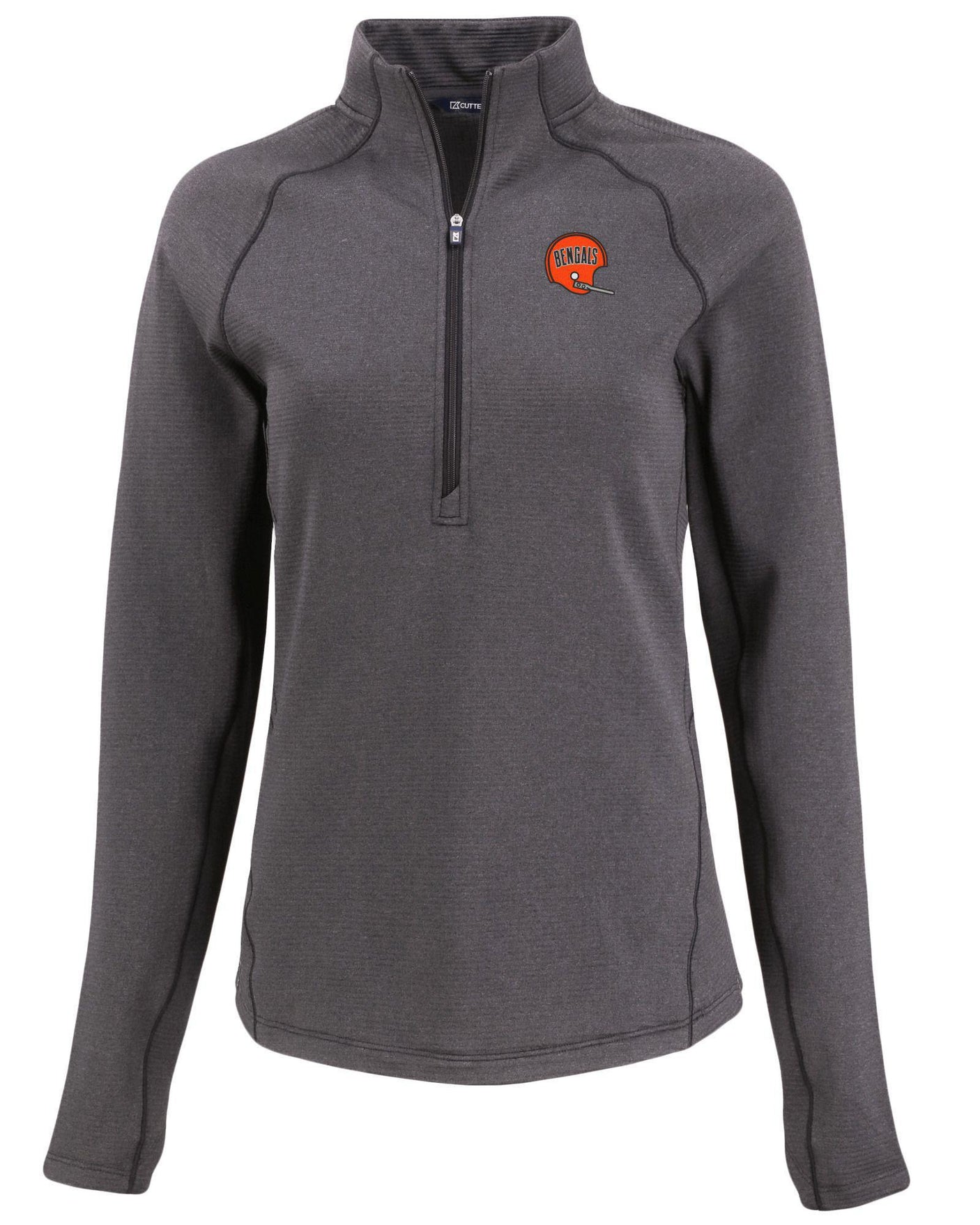 Bengals Cutter and Buck Women's Black Peshastin Eco Fleece Half Zip Pullover