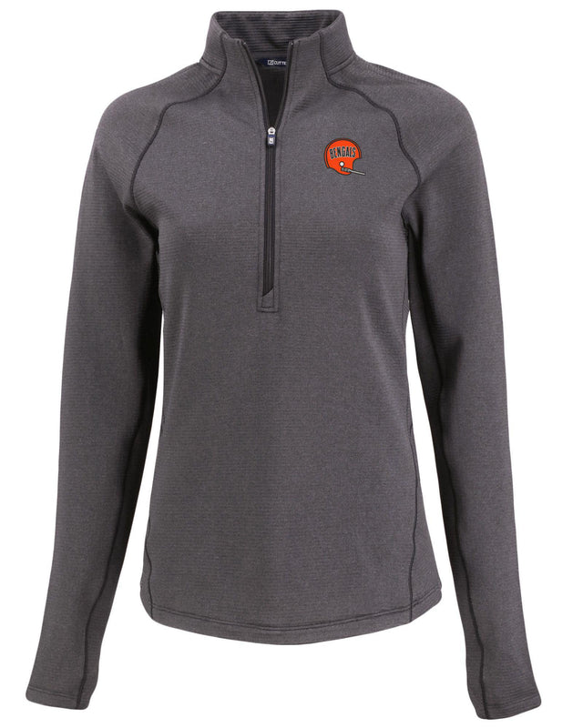 Bengals Cutter and Buck Women's Black Peshastin Eco Fleece Half Zip Pullover