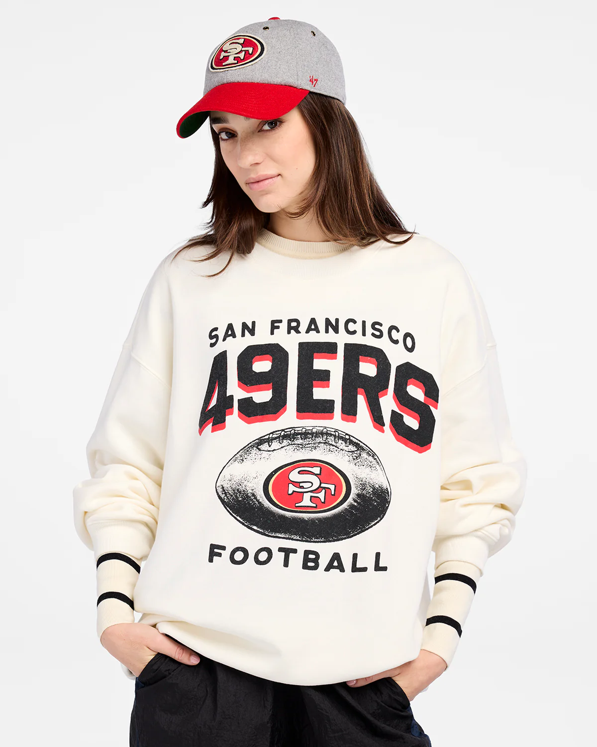 49ers 2025 '47 Brand Women's Arch Cloud Oversized Crewneck