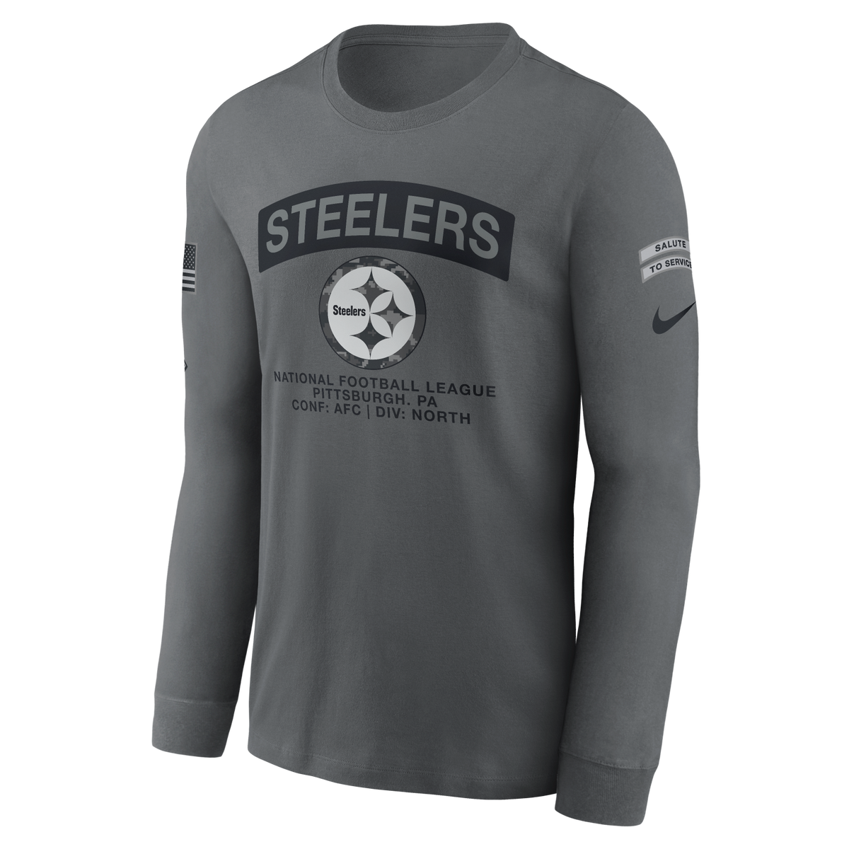 Steelers 2026 Nike Men's Salute to Service Long Sleeve T-Shirt Pro Football Hall of Fame