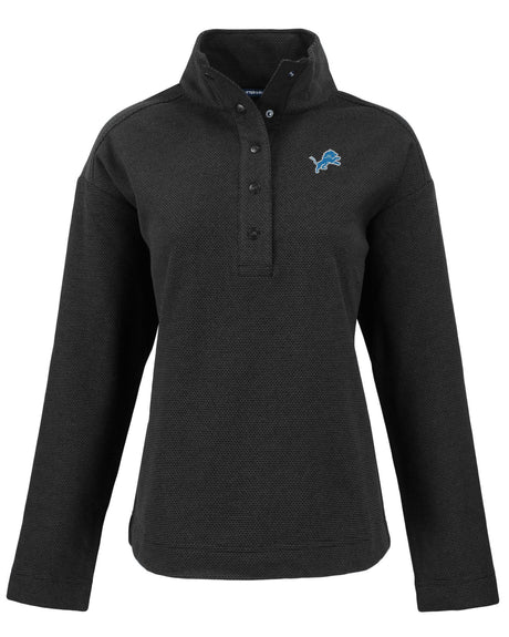 Lions Cutter and Buck Women's Black Hunts Point Eco Fleece Snap Pullover