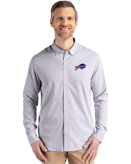 Bills Cutter & Buck Men's Skyline Eco Pinstripe Button Down Shirt
