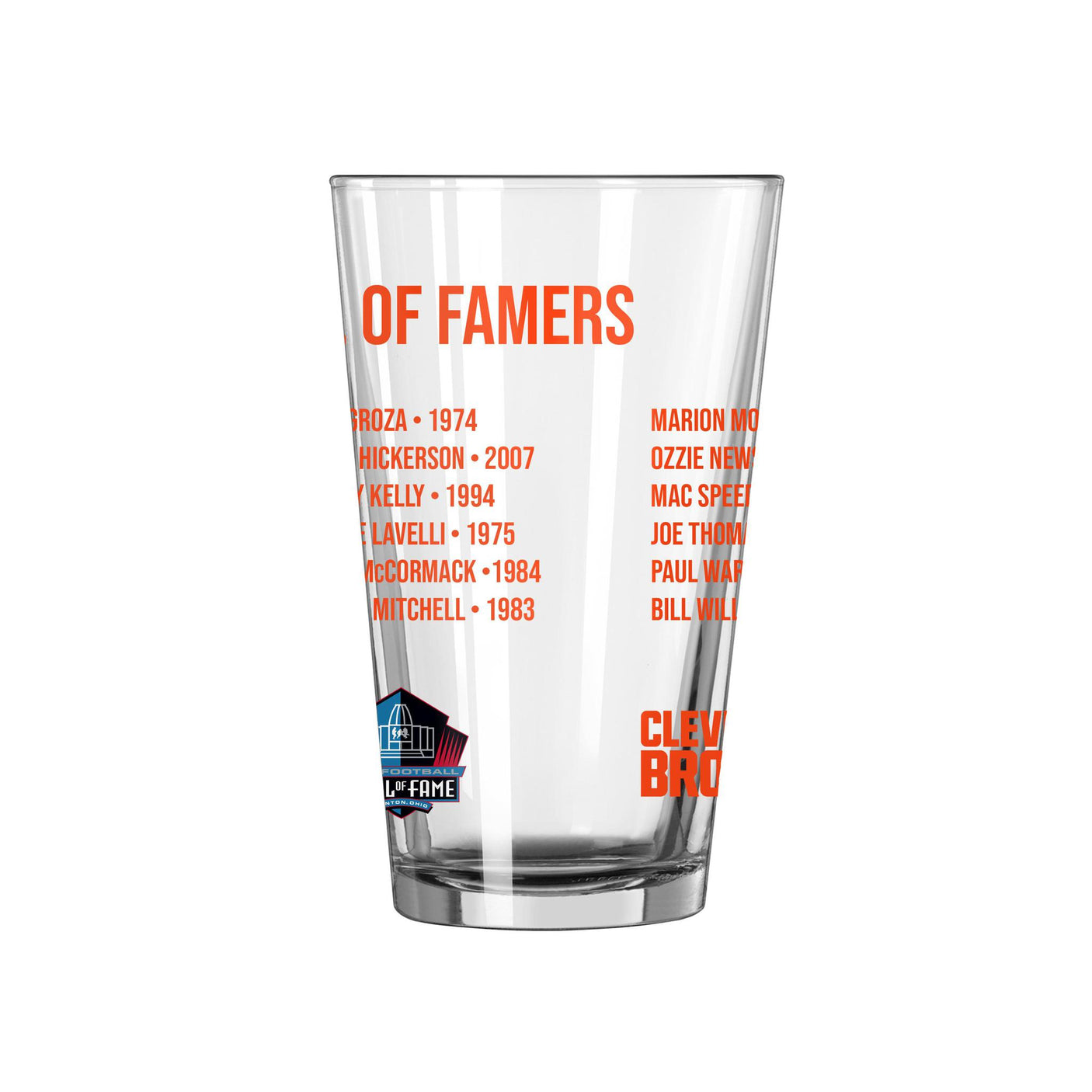 Browns Hall of Famer Pint Glass