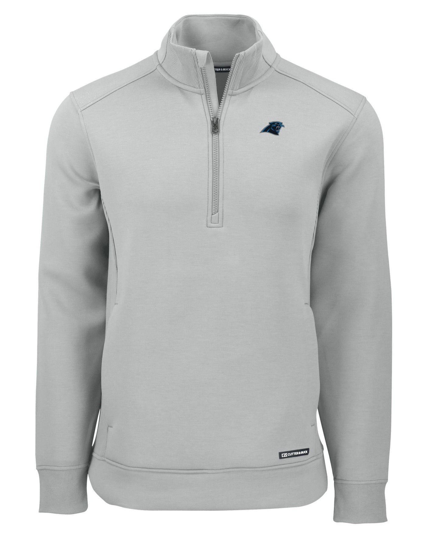 Panthers Cutter and Buck Men's Grey Roam Eco Quarter Zip Pullover