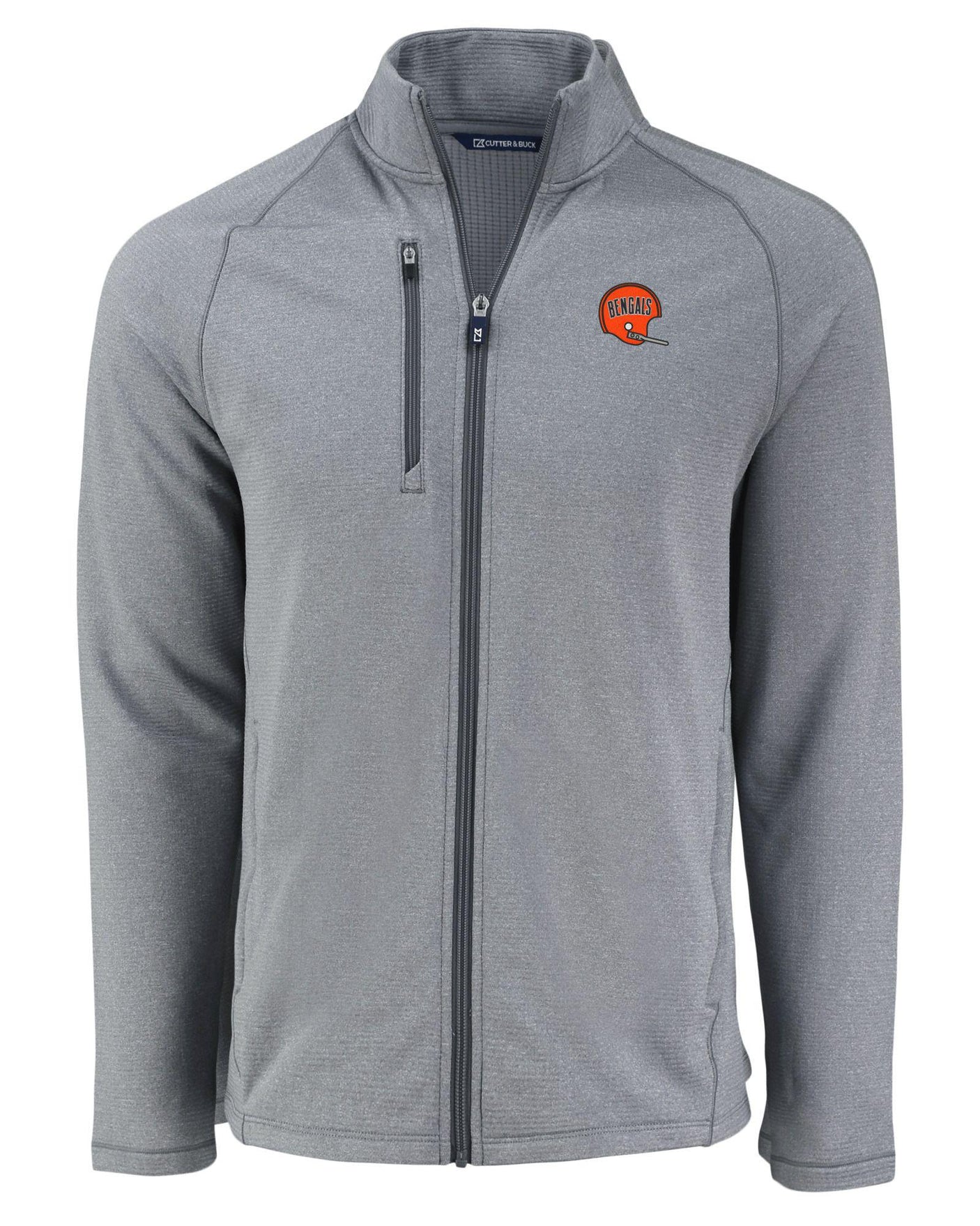 Bengals Cutter and Buck Men's Peshastin Eco Fleece Full Zip Jacket- Grey