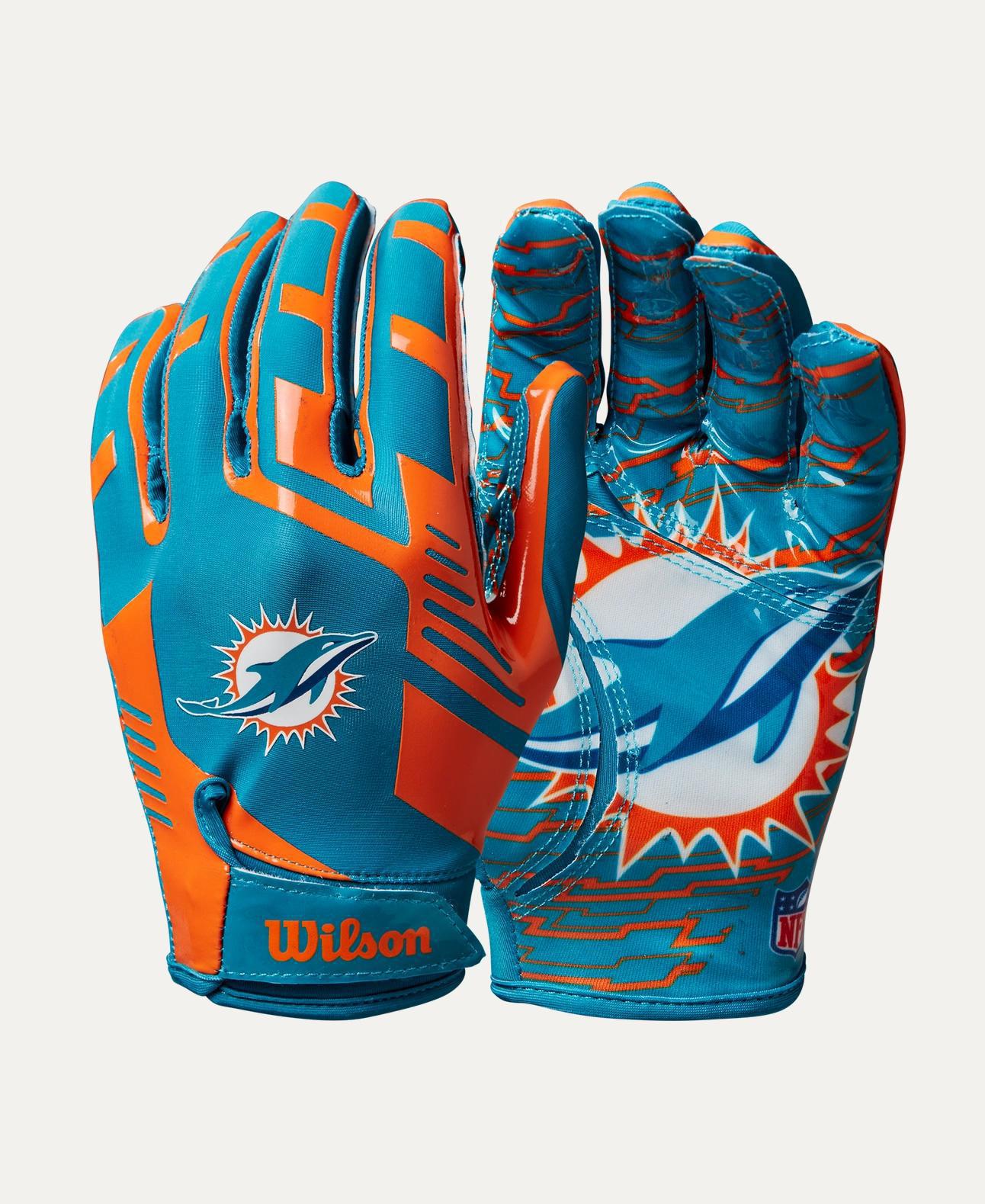 Dolphins 2025 Wilson Adult NFL Stretch Fit Receivers Gloves