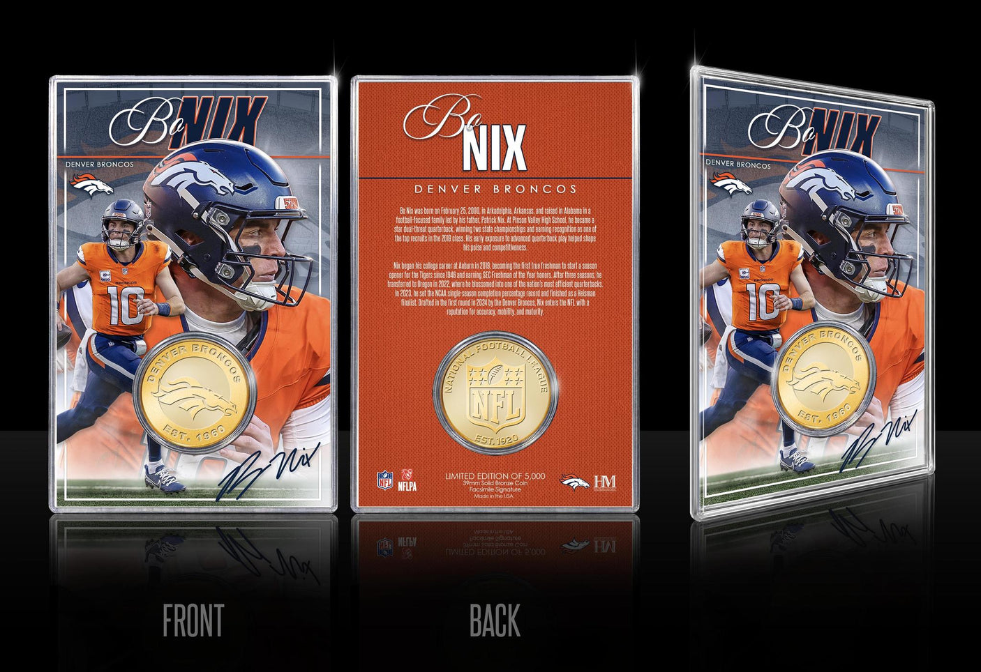 Broncos Bo Nix Bronze Coin Card