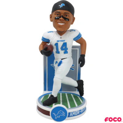 Lions Amon Ra St Brown White Jersey 8 Inch Banner Series Bobblehead
