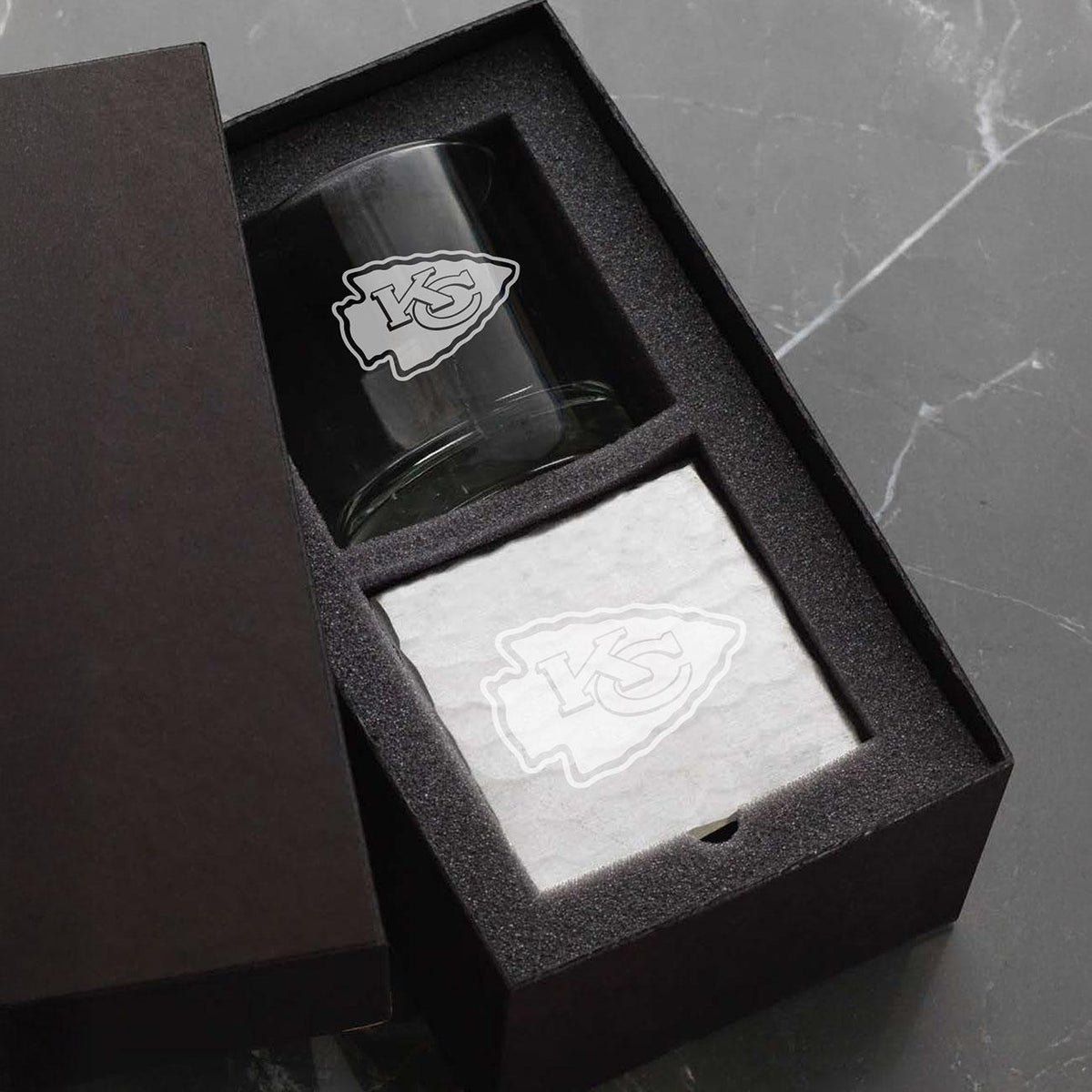 Chiefs Single Rocks and Coaster Set
