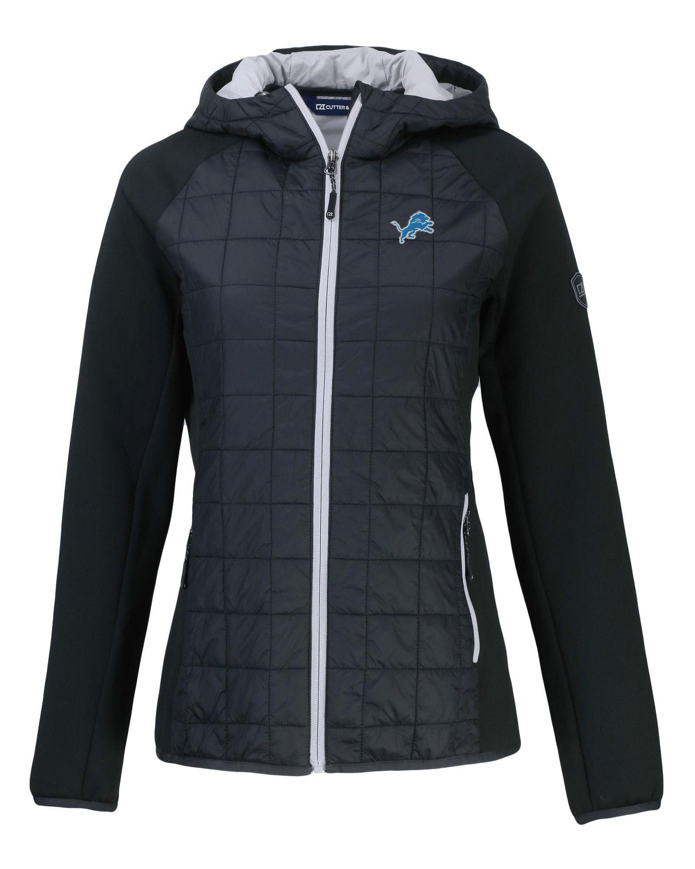Lions Cutter and Buck Women's Black Rainier PrimaLoft Eco Hybrid Jacket
