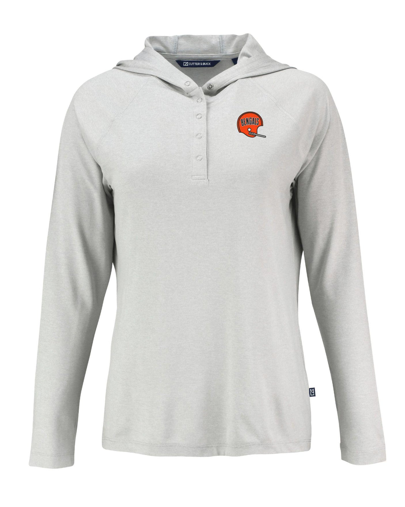 Bengals Cutter and Buck Women's Grey Coastline Epic Comfort Eco Hooded Shirt
