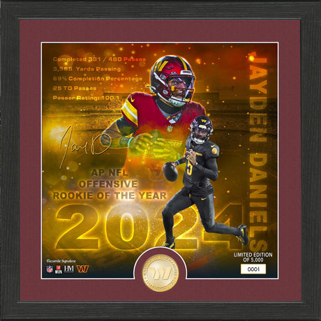 Commanders Jayden Daniels 2024 NFL Rookie of the Year Bronze Coin Photo Mint