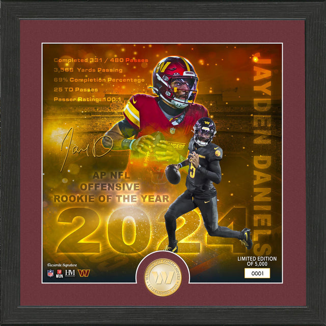 Commanders Jayden Daniels 2024 NFL Rookie of the Year Bronze Coin Photo Mint